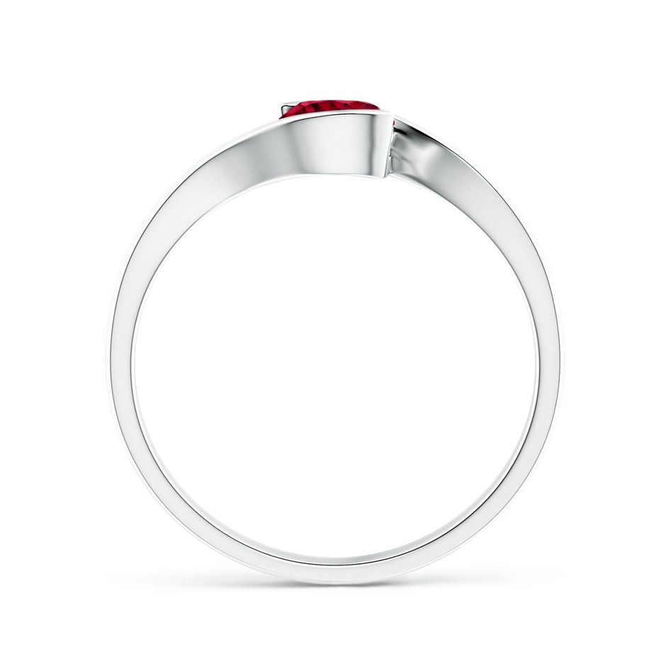 5mm AAAA Semi Bezel-Set Solitaire Round Garnet Bypass Ring in P950 Platinum side 199
