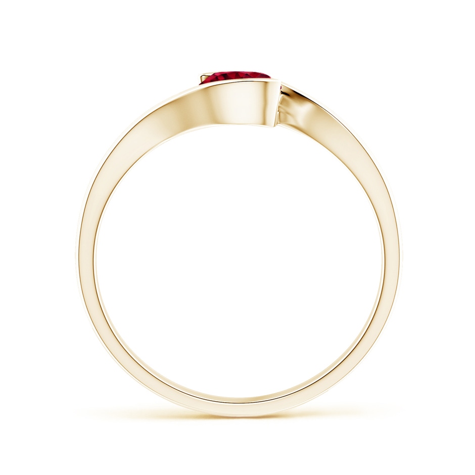 5mm AAAA Semi Bezel-Set Solitaire Round Garnet Bypass Ring in Yellow Gold side 199