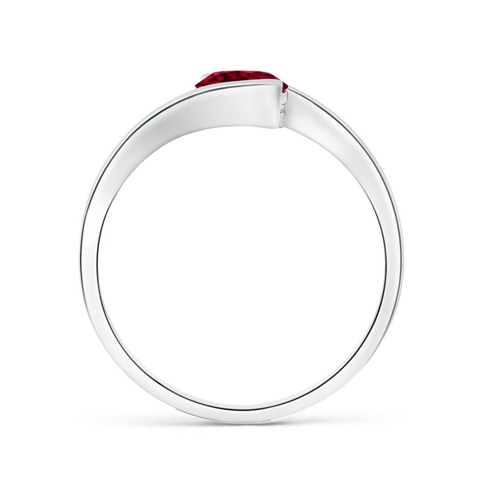 6mm AAA Semi Bezel-Set Solitaire Round Garnet Bypass Ring in White Gold side 199