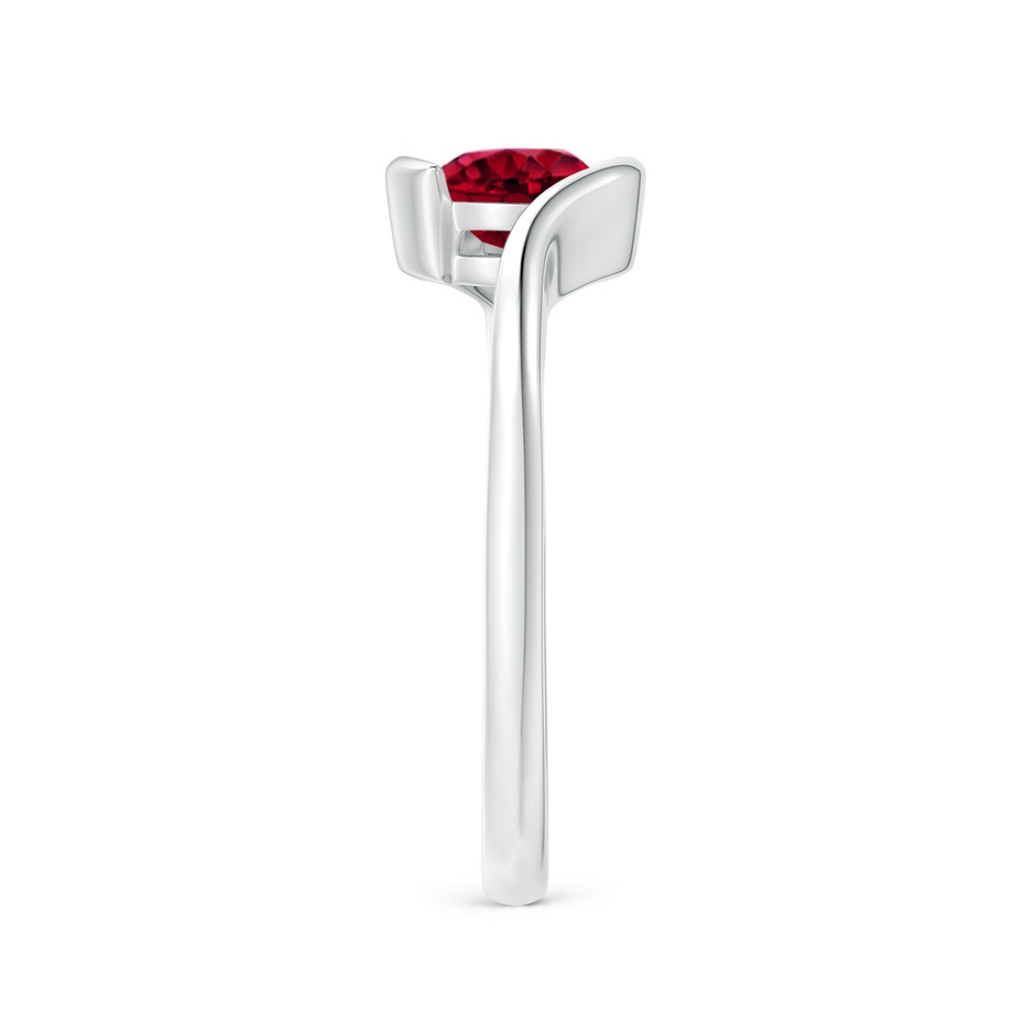 6mm AAA Semi Bezel-Set Solitaire Round Garnet Bypass Ring in White Gold side 299