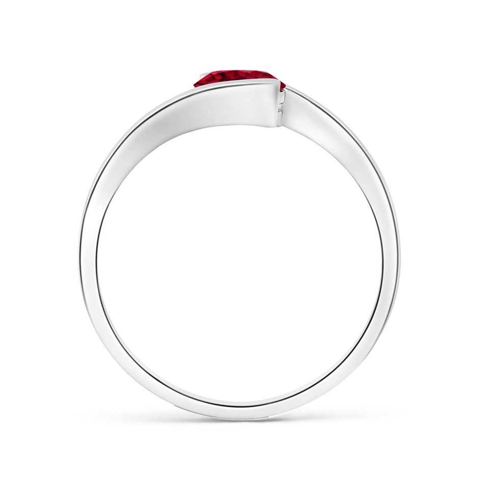 6mm AAAA Semi Bezel-Set Solitaire Round Garnet Bypass Ring in White Gold side 199