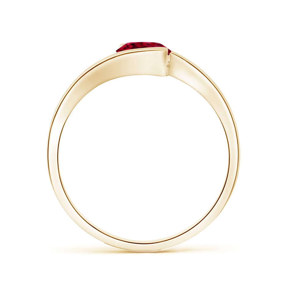 6mm AAAA Semi Bezel-Set Solitaire Round Garnet Bypass Ring in Yellow Gold side 199