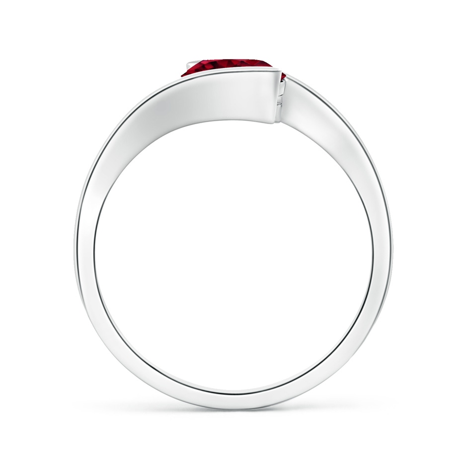 7mm AAA Semi Bezel-Set Solitaire Round Garnet Bypass Ring in White Gold side 199