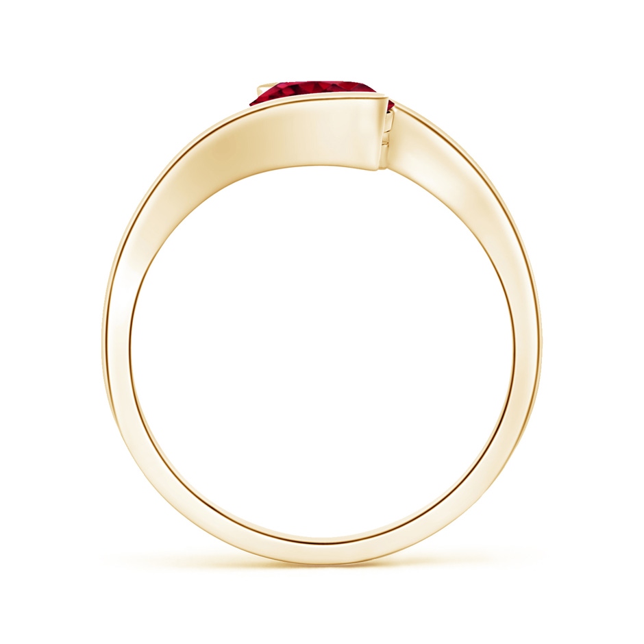 7mm AAAA Semi Bezel-Set Solitaire Round Garnet Bypass Ring in 18K Yellow Gold side 199