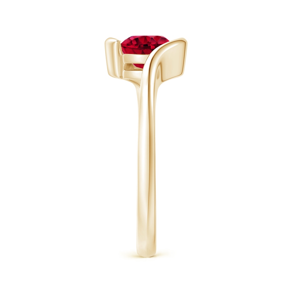 7mm AAAA Semi Bezel-Set Solitaire Round Garnet Bypass Ring in 18K Yellow Gold side 299