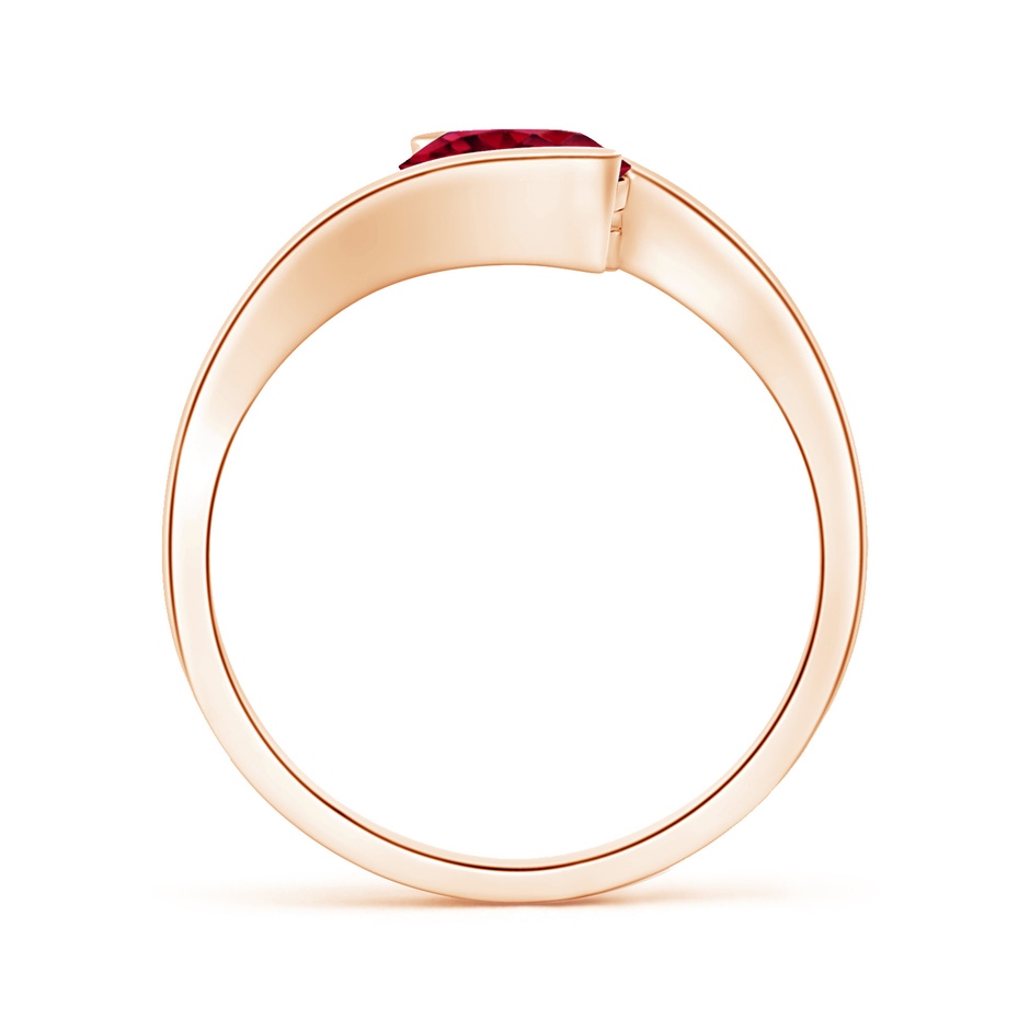 7mm AAAA Semi Bezel-Set Solitaire Round Garnet Bypass Ring in Rose Gold side 199