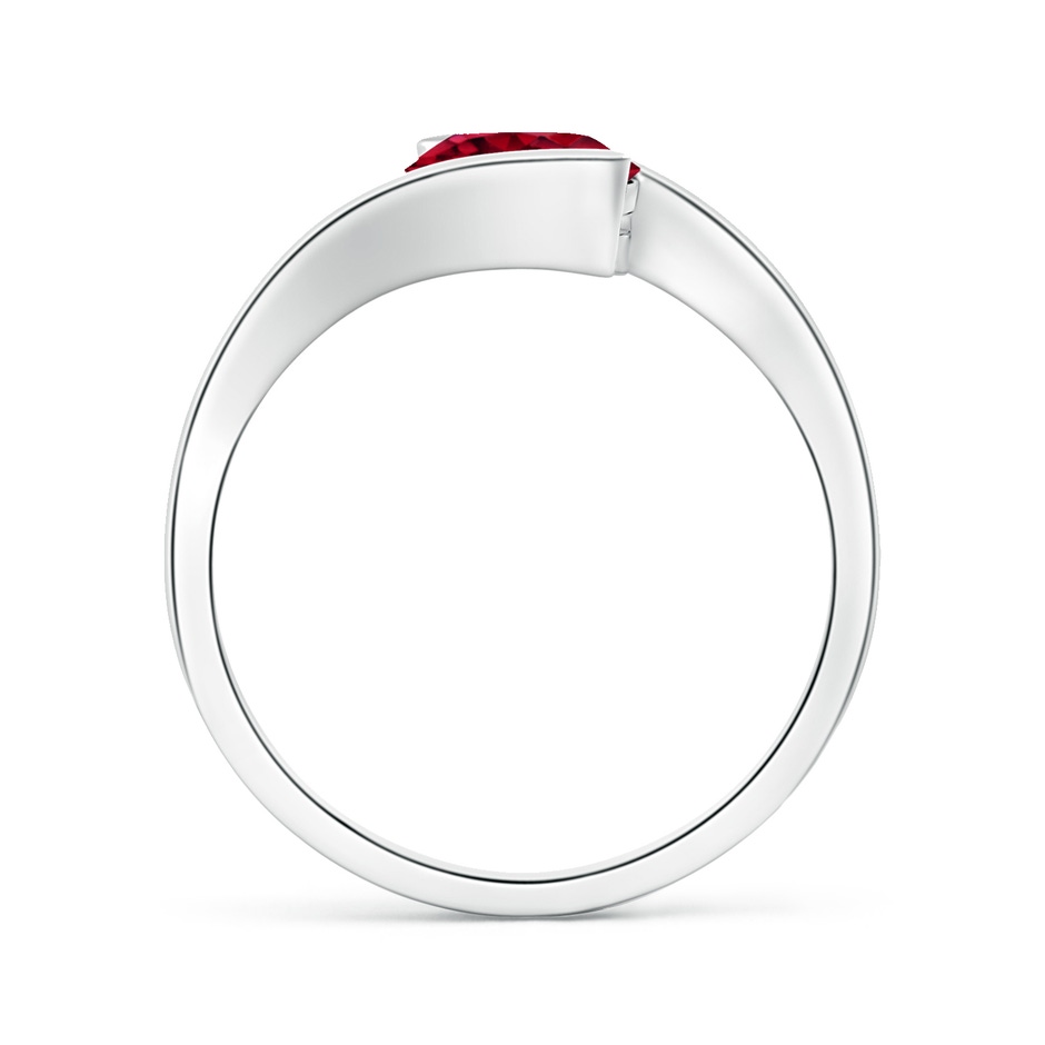 7mm AAAA Semi Bezel-Set Solitaire Round Garnet Bypass Ring in White Gold side 199
