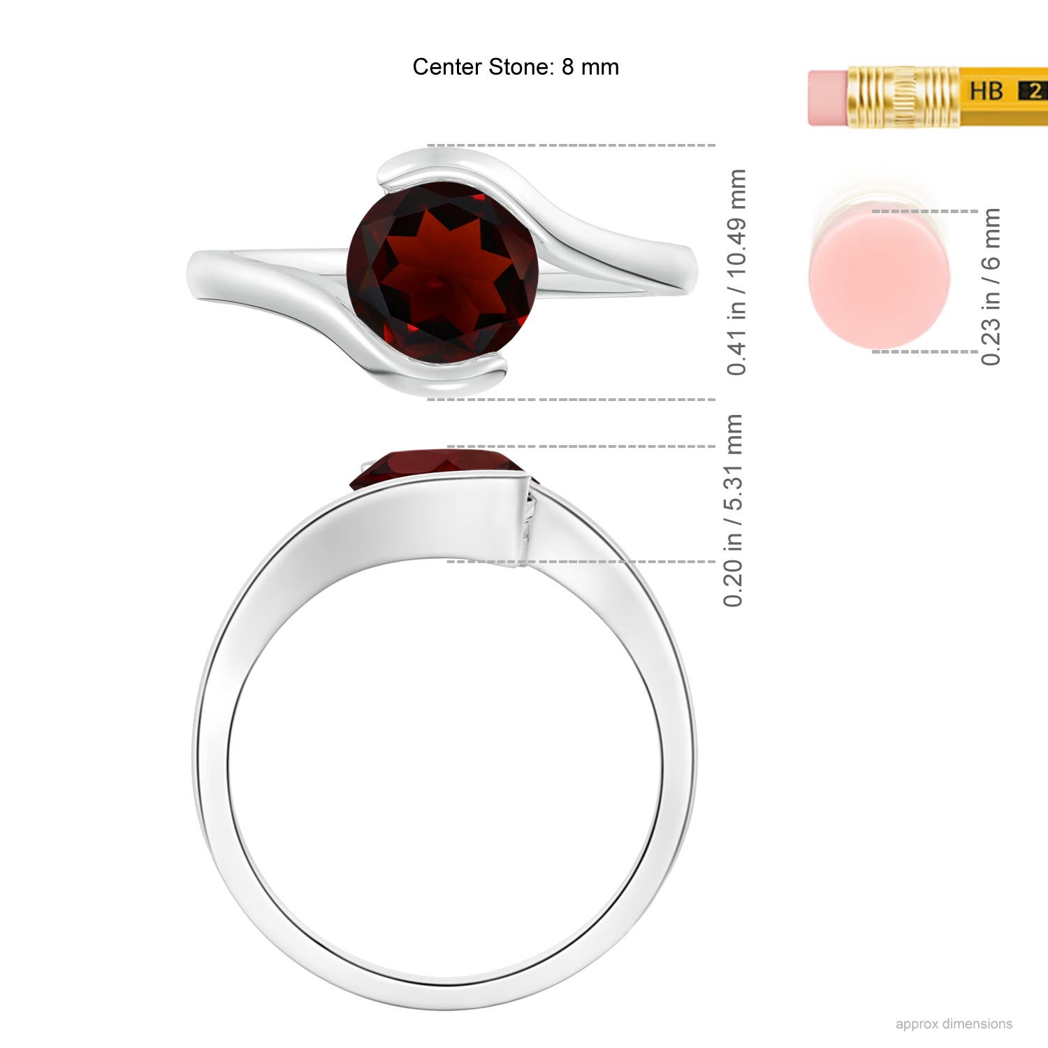 AA - Garnet / 2.2 CT / 14 KT White Gold