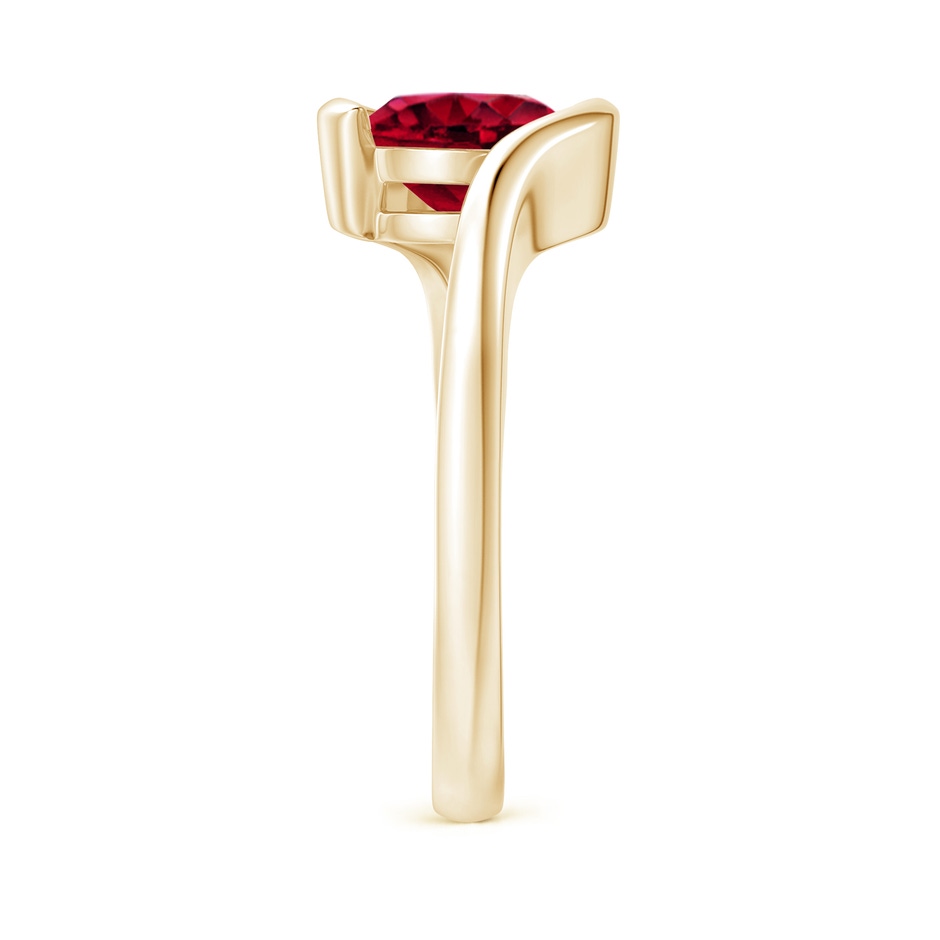 8mm AAA Semi Bezel-Set Solitaire Round Garnet Bypass Ring in 18K Yellow Gold side 299