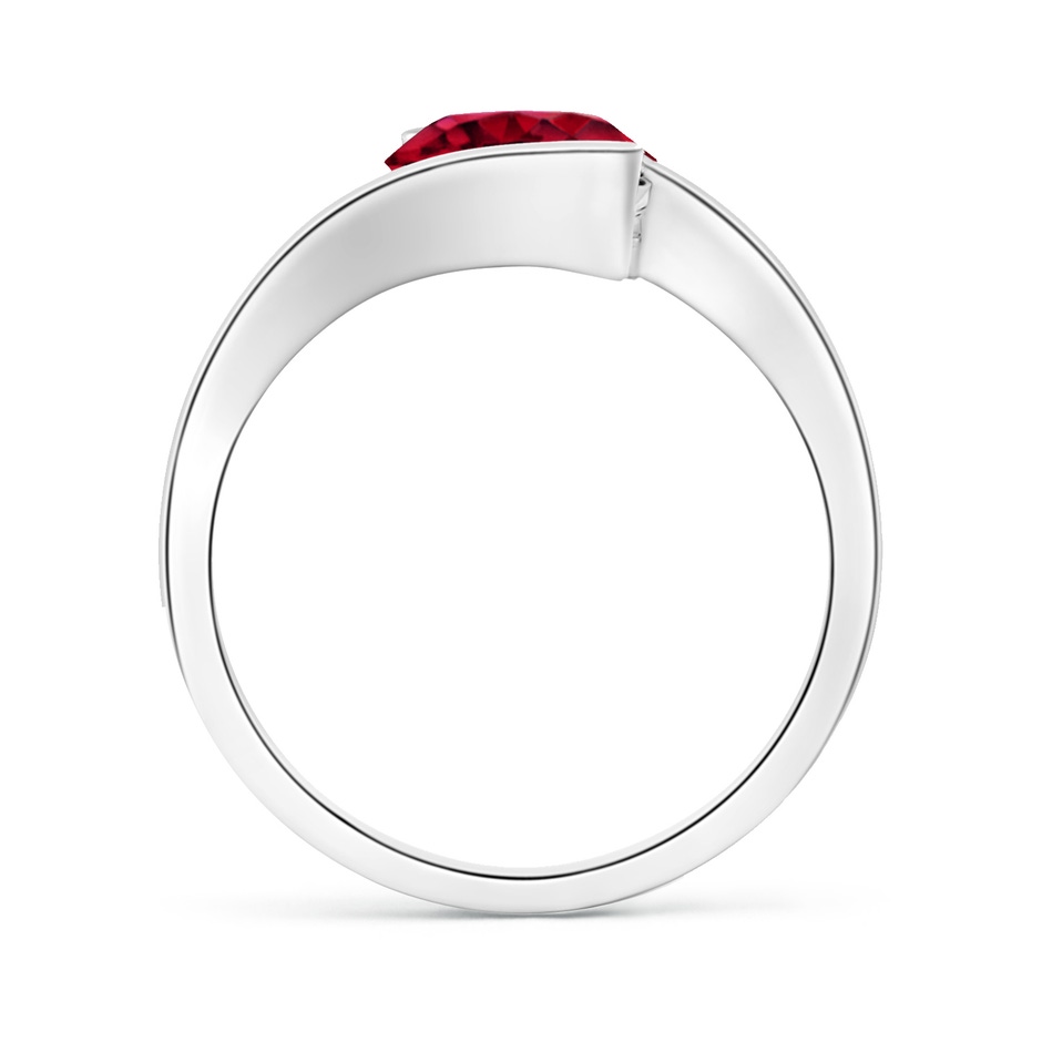 8mm AAAA Semi Bezel-Set Solitaire Round Garnet Bypass Ring in P950 Platinum side 199