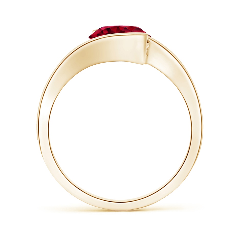8mm AAAA Semi Bezel-Set Solitaire Round Garnet Bypass Ring in Yellow Gold side 199