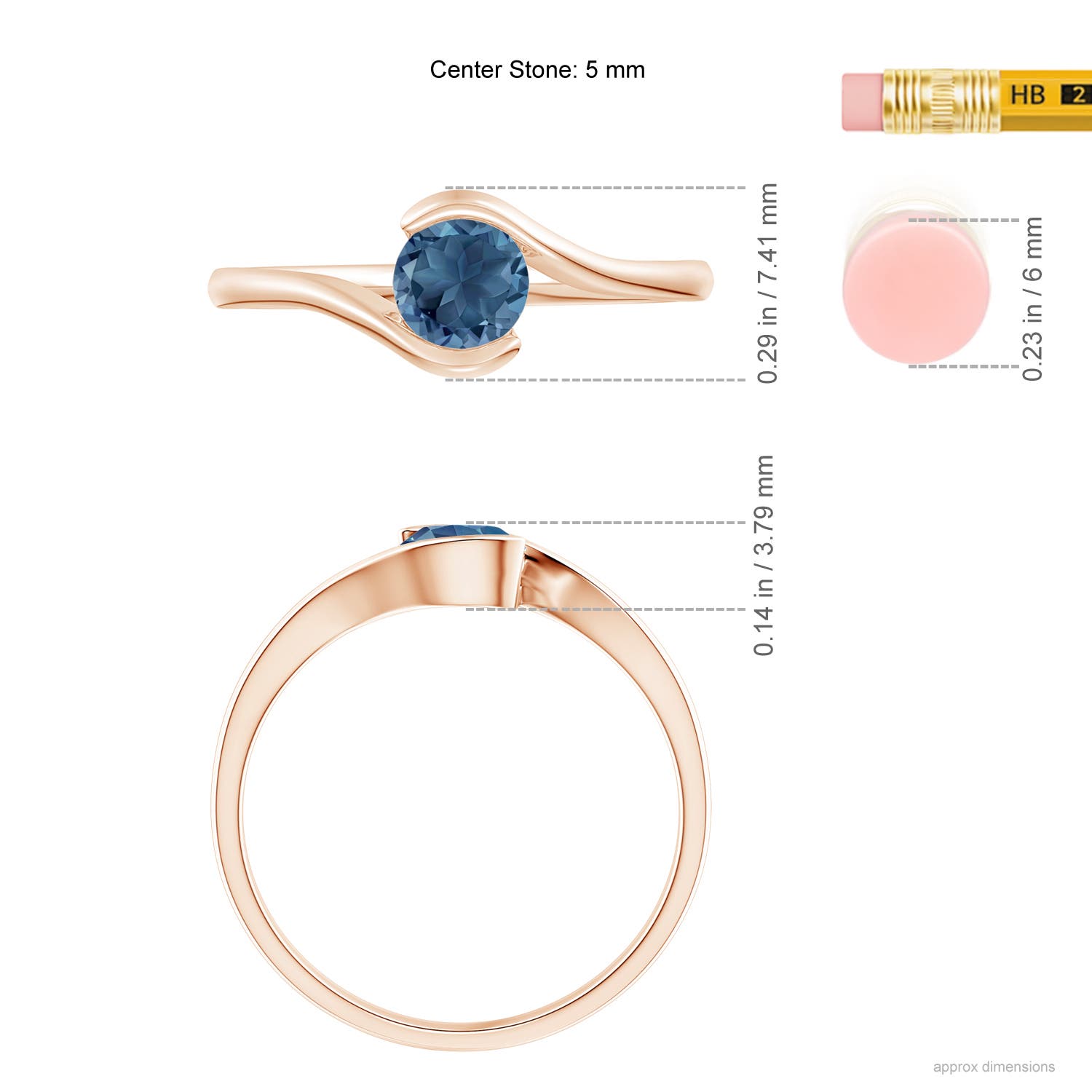 A - London Blue Topaz / 0.6 CT / 14 KT Rose Gold