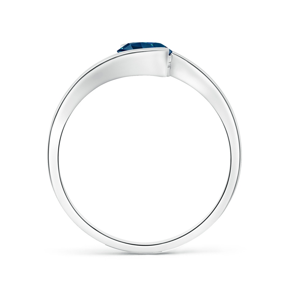 6mm AAAA Semi Bezel-Set Solitaire Round London Blue Topaz Bypass Ring in S999 Silver side 199