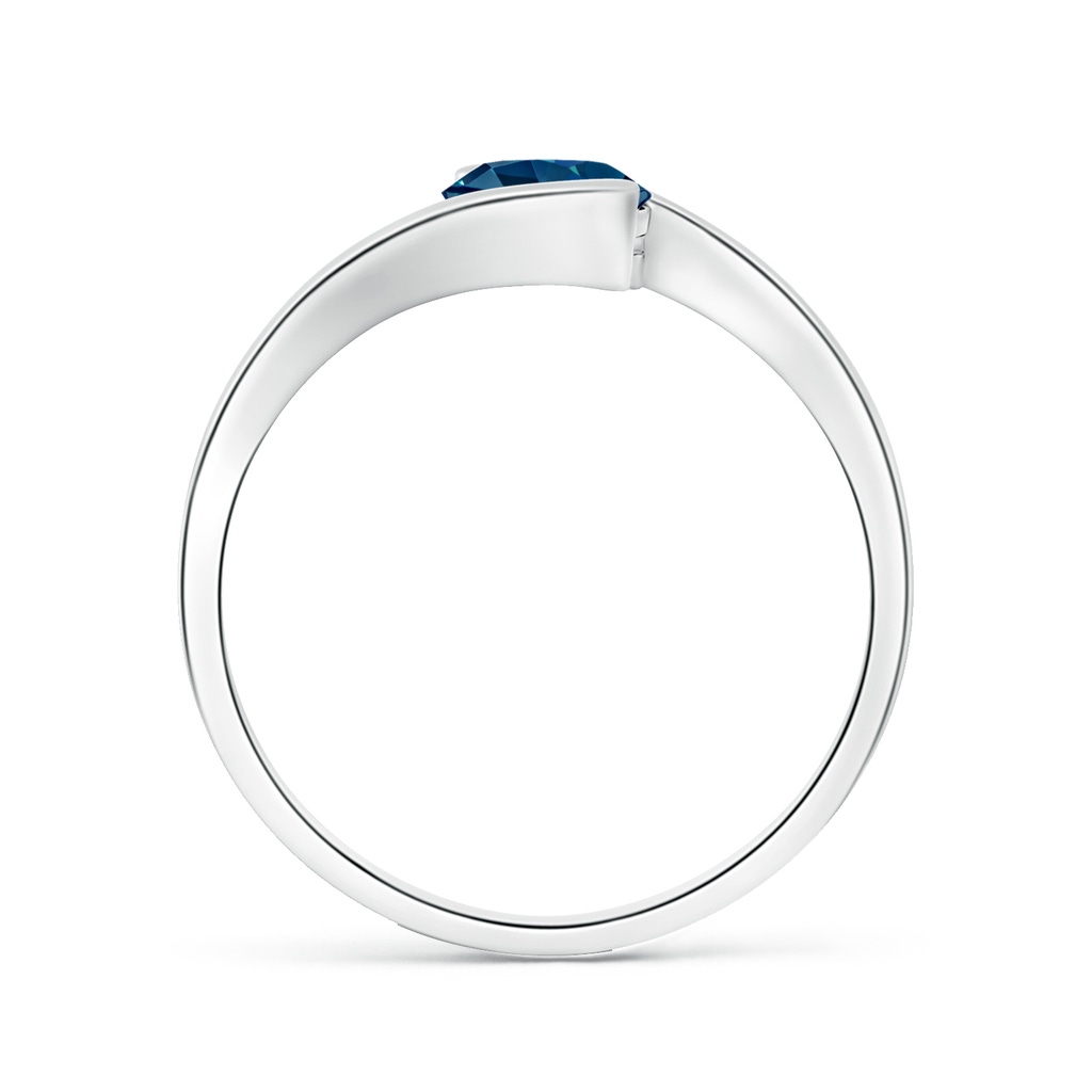 6mm AAAA Semi Bezel-Set Solitaire Round London Blue Topaz Bypass Ring in White Gold Side 1