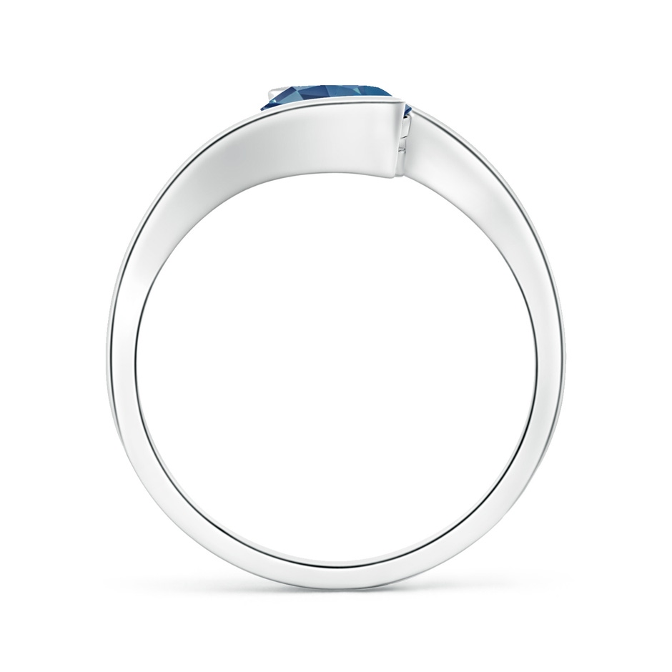 7mm A Semi Bezel-Set Solitaire Round London Blue Topaz Bypass Ring in 18K White Gold side 199