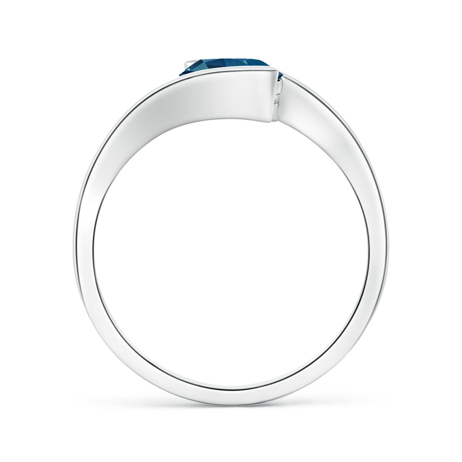 7mm AAA Semi Bezel-Set Solitaire Round London Blue Topaz Bypass Ring in P950 Platinum side 199