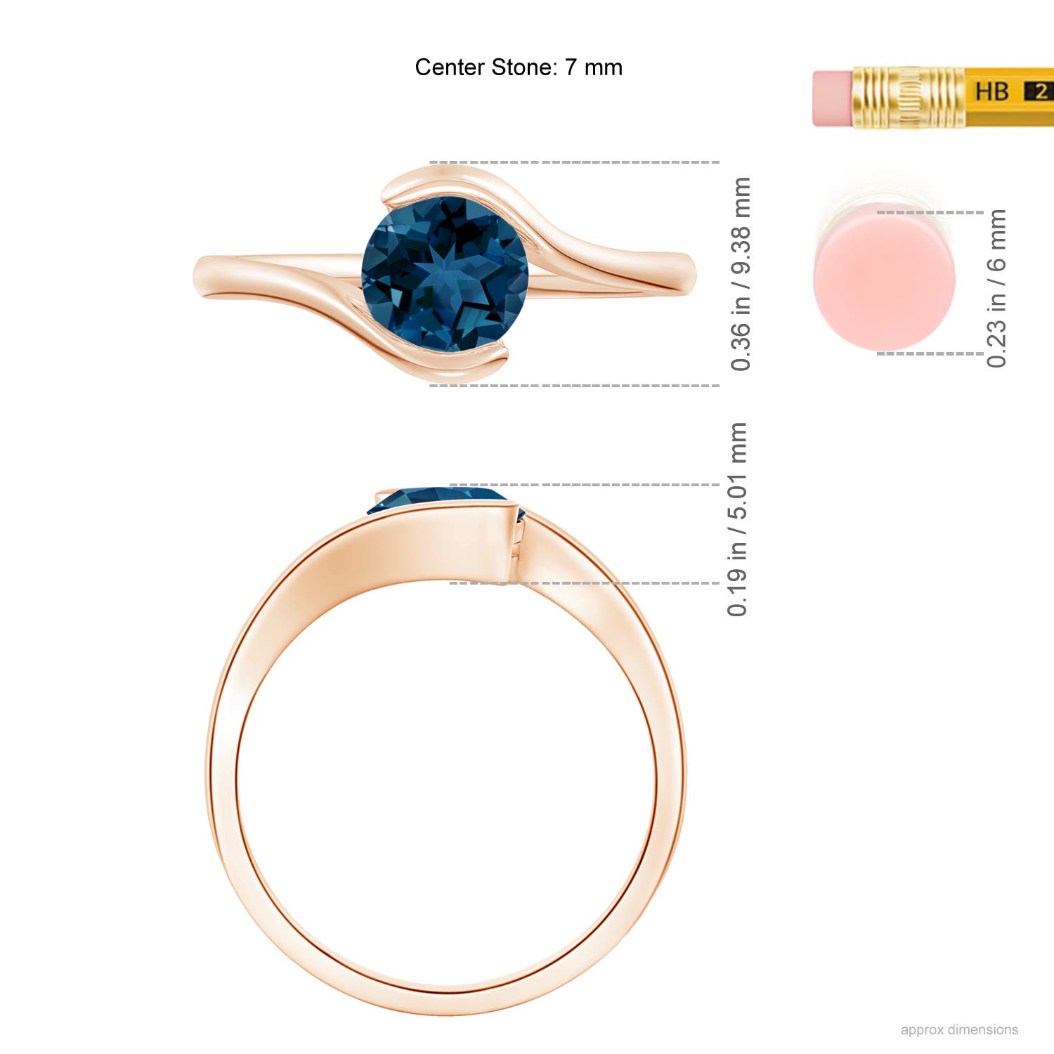 AAA - London Blue Topaz / 1.55 CT / 14 KT Rose Gold