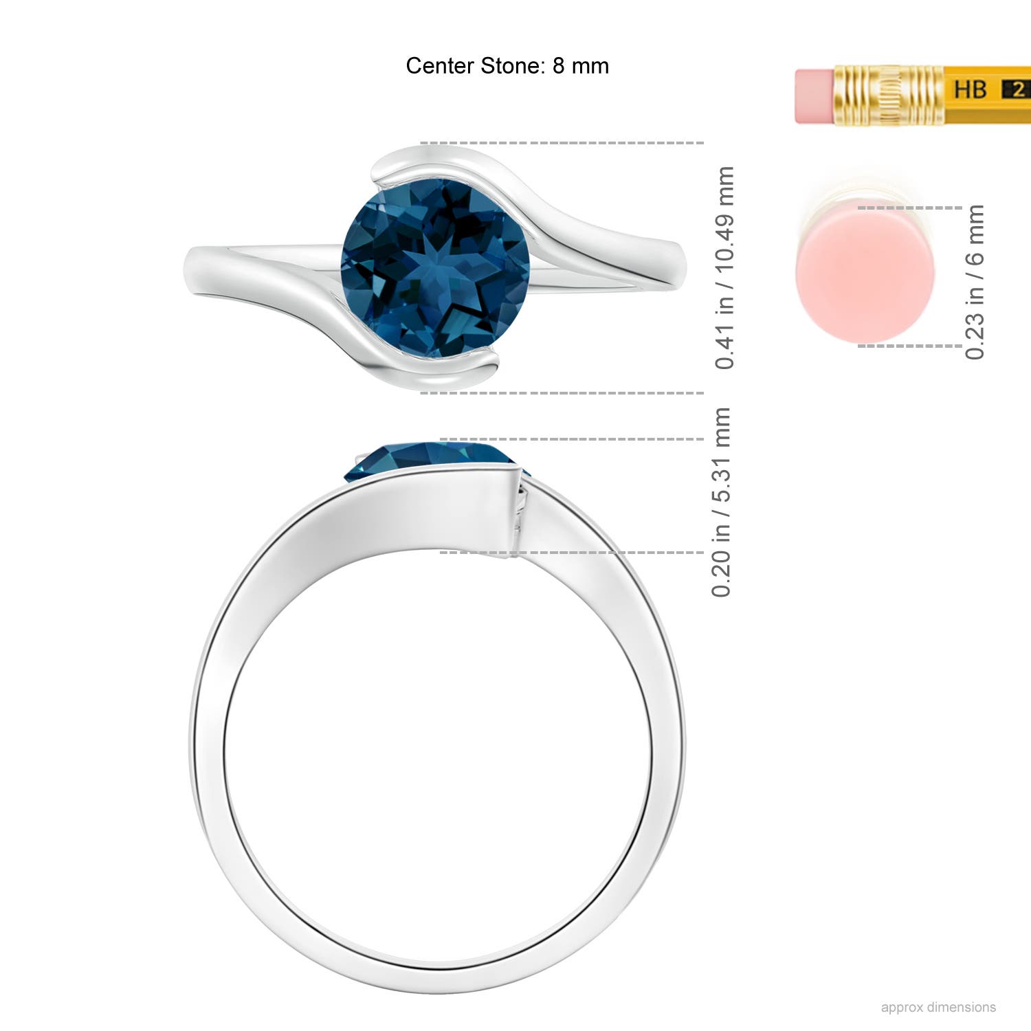 AAA - London Blue Topaz / 2.35 CT / 14 KT White Gold