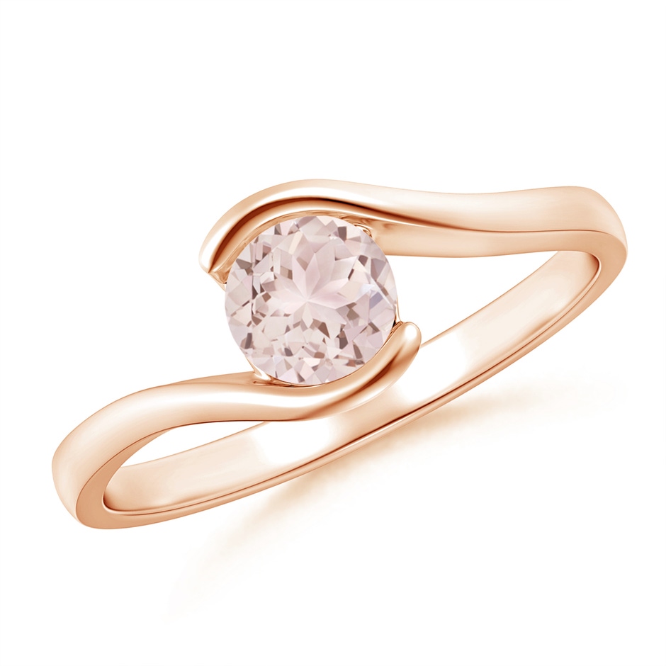 5mm A Semi Bezel-Set Solitaire Round Morganite Bypass Ring in Rose Gold 