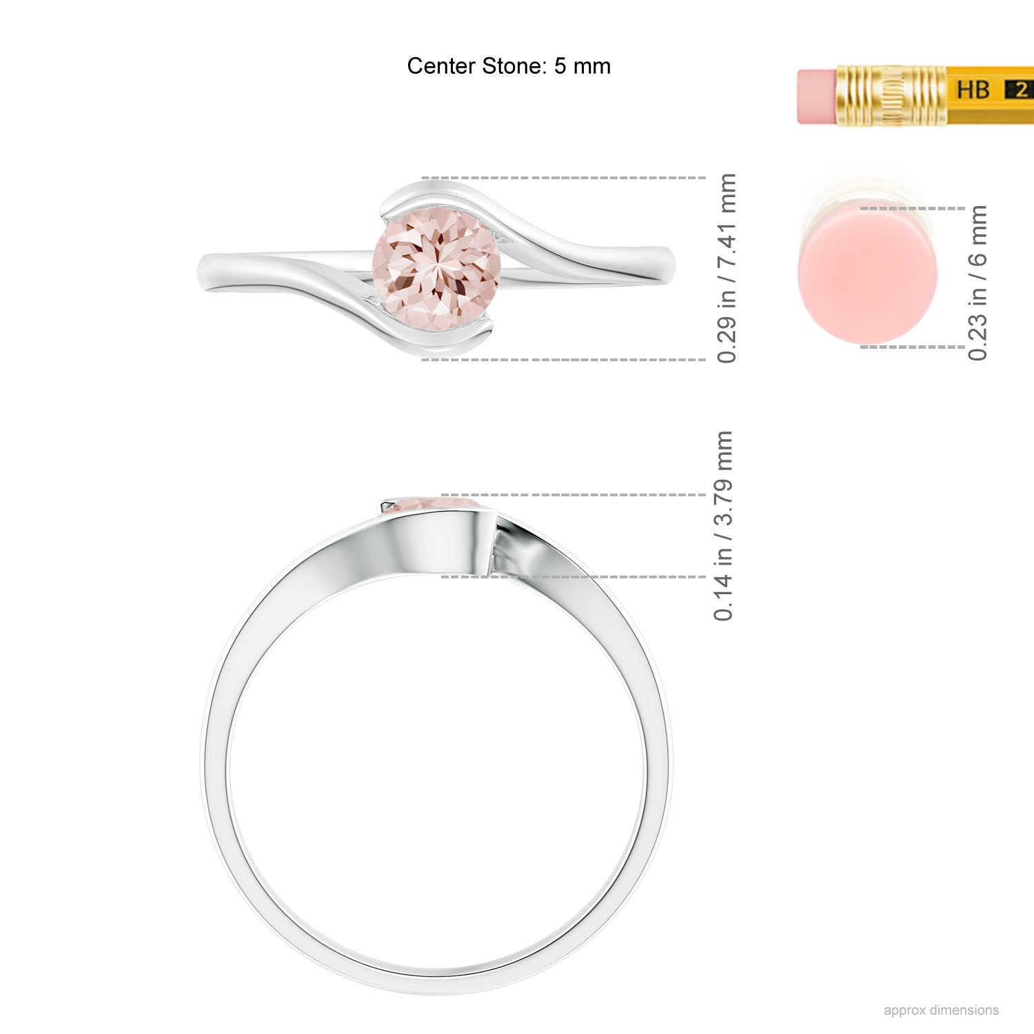 AA - Morganite / 0.42 CT / 14 KT White Gold