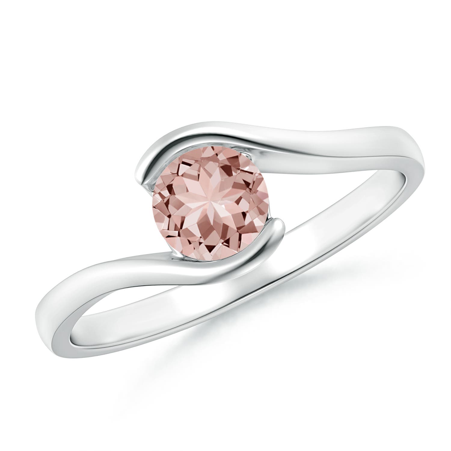 AAAA - Morganite / 0.42 CT / 14 KT White Gold