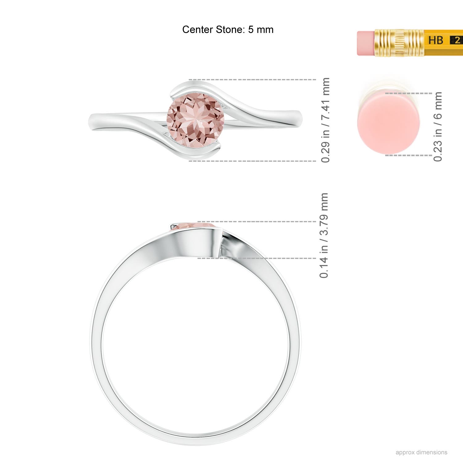 AAAA - Morganite / 0.42 CT / 14 KT White Gold