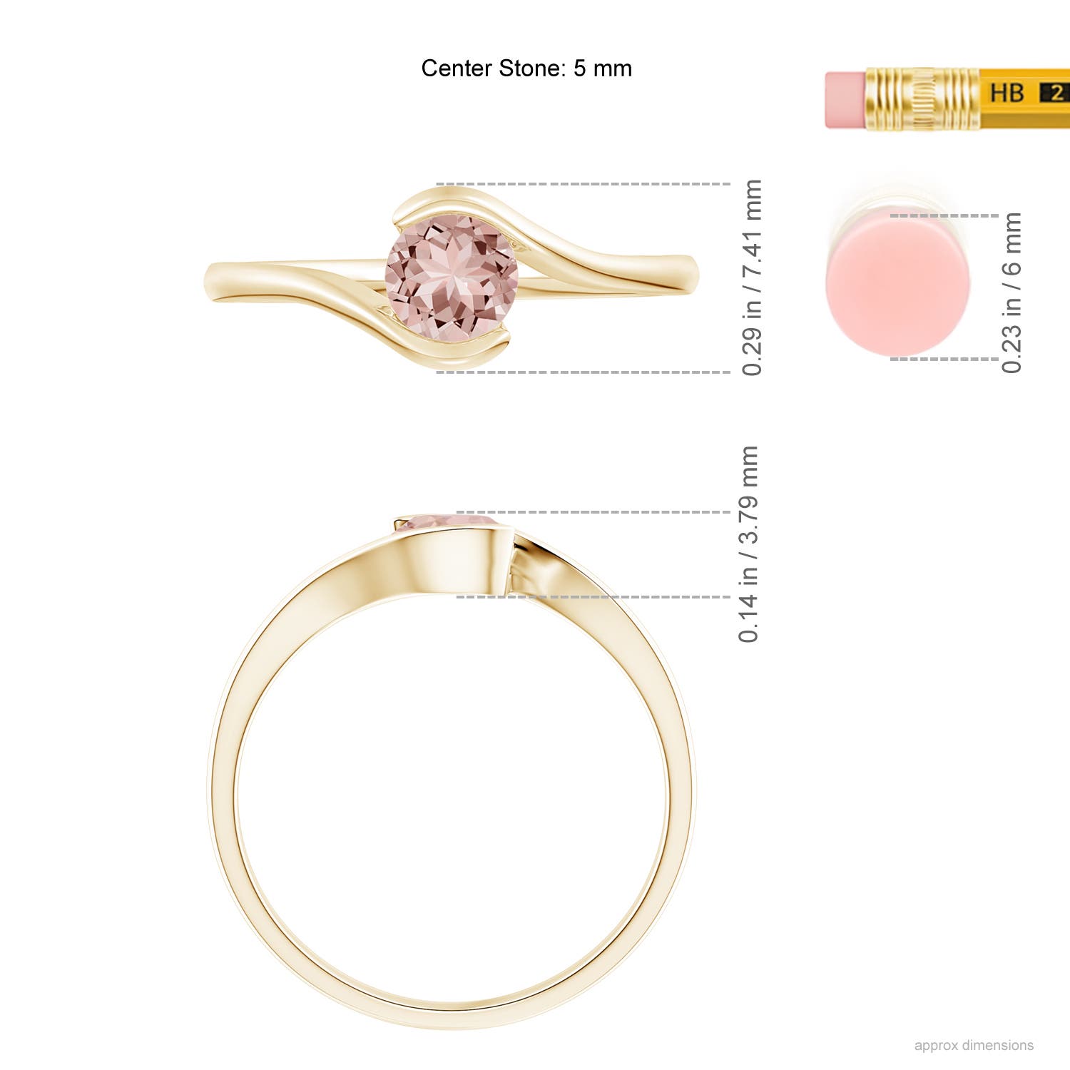 AAAA - Morganite / 0.42 CT / 14 KT Yellow Gold