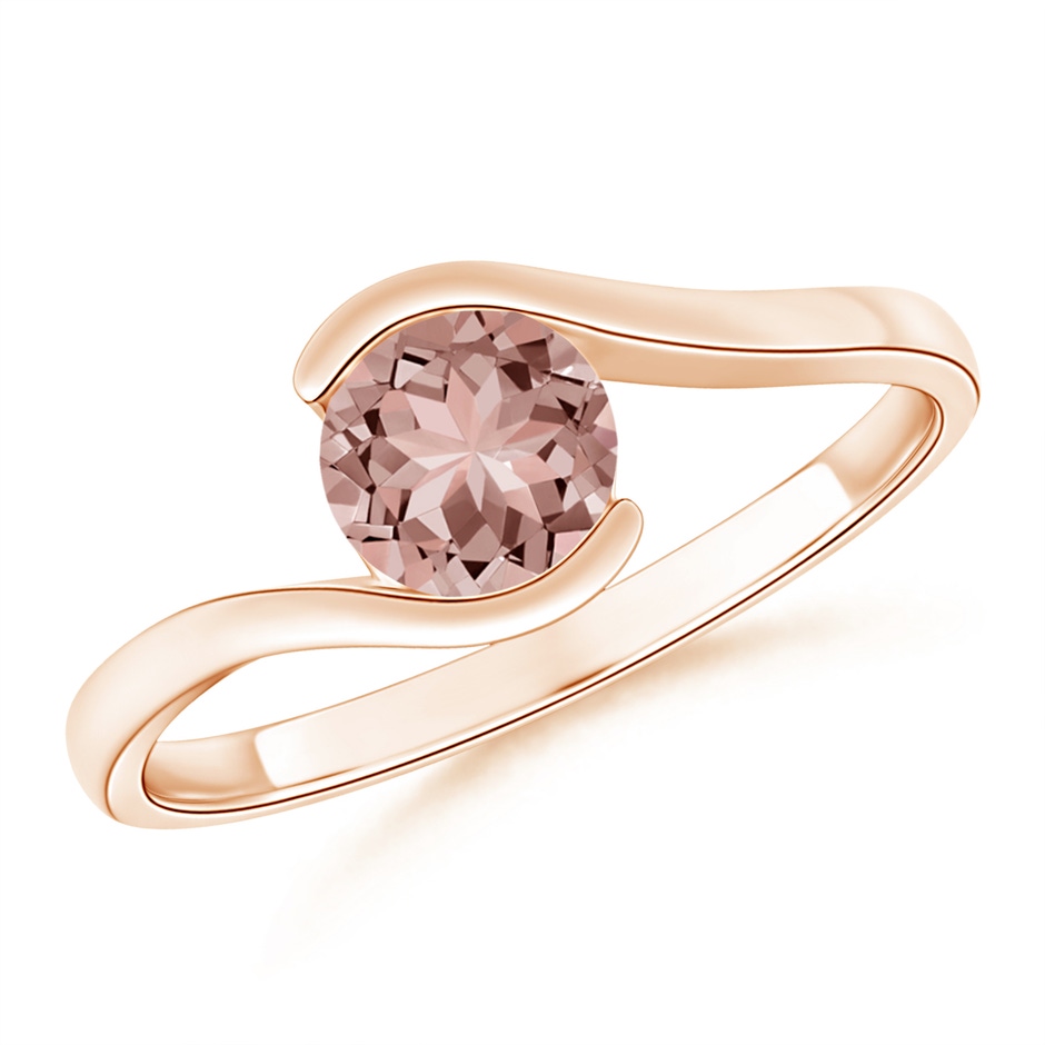 6mm AAAA Semi Bezel-Set Solitaire Round Morganite Bypass Ring in Rose Gold 