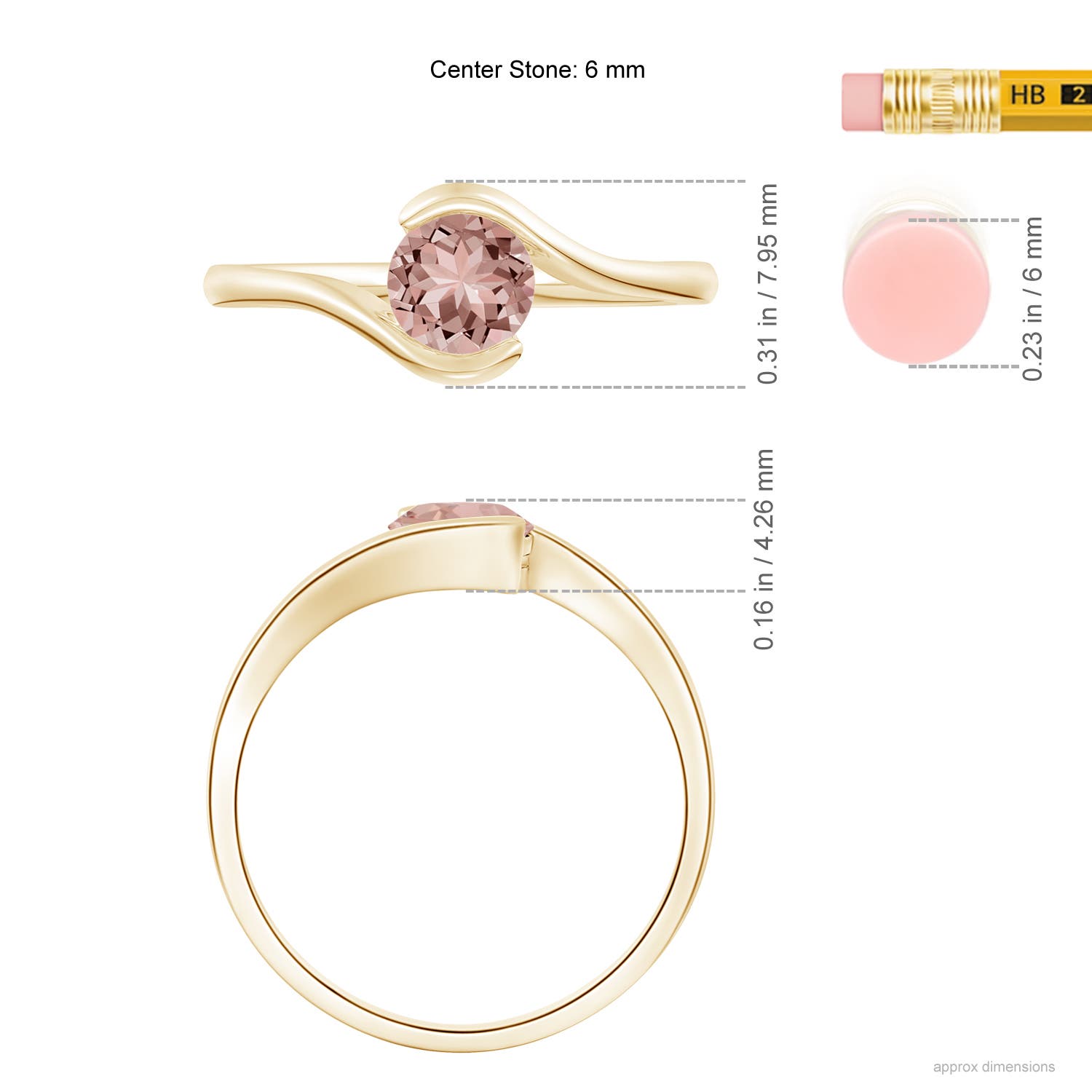 AAAA - Morganite / 0.7 CT / 14 KT Yellow Gold