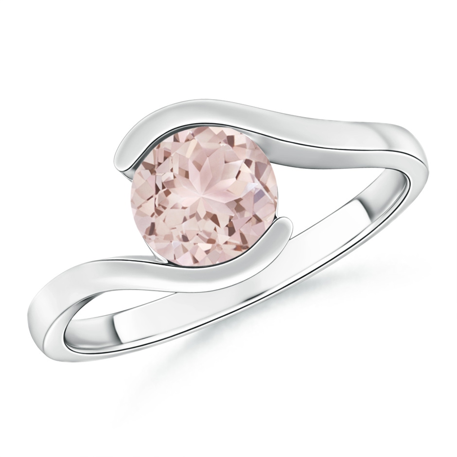 7mm A Semi Bezel-Set Solitaire Round Morganite Bypass Ring in White Gold 