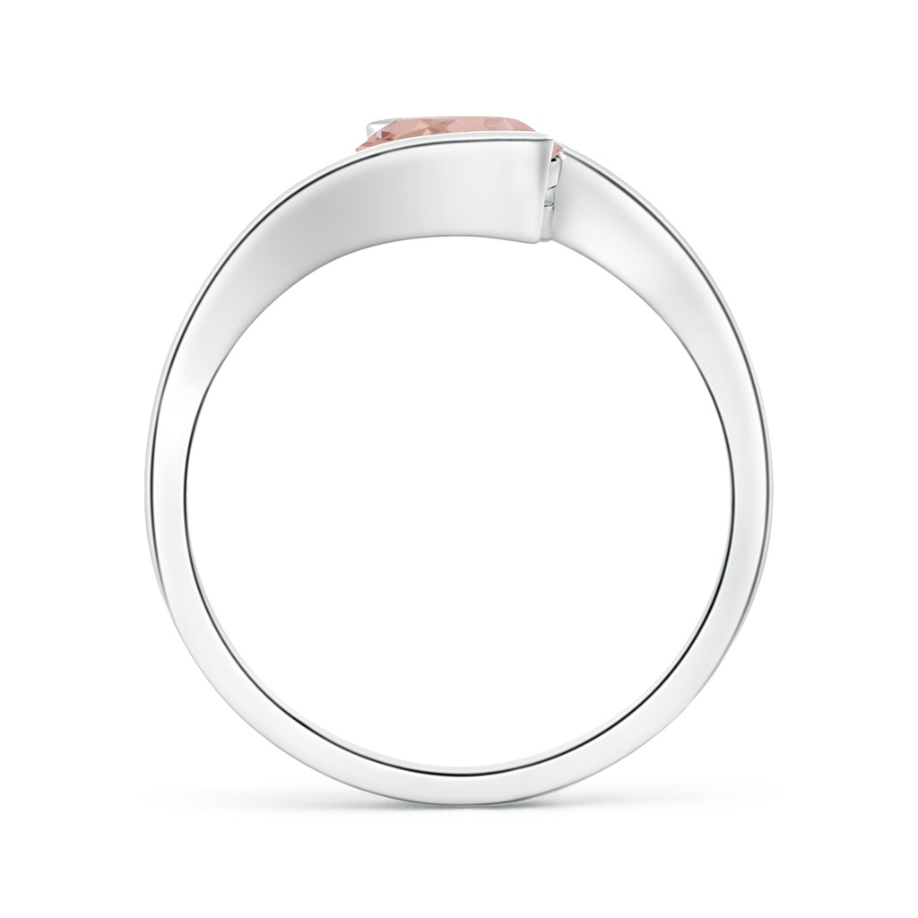 7mm AAA Semi Bezel-Set Solitaire Round Morganite Bypass Ring in 18K White Gold - side 199