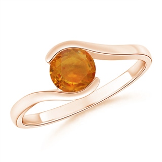 5.5mm AA Semi Bezel-Set Solitaire Round Orange Sapphire Bypass Ring in Rose Gold