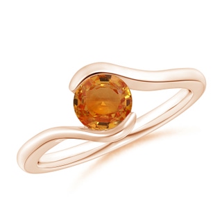 5.5mm AAA Semi Bezel-Set Solitaire Round Orange Sapphire Bypass Ring in 10K Rose Gold