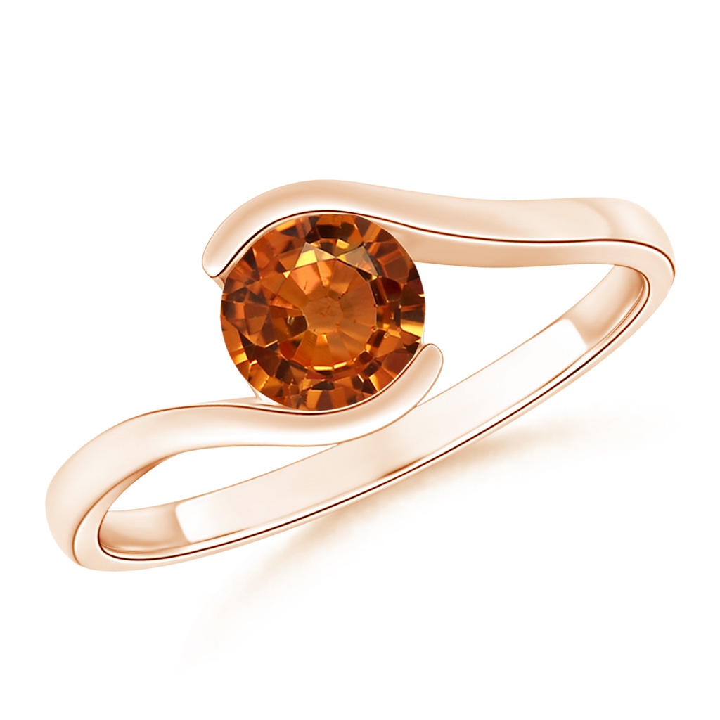 5.5mm AAAA Semi Bezel-Set Solitaire Round Orange Sapphire Bypass Ring in Rose Gold