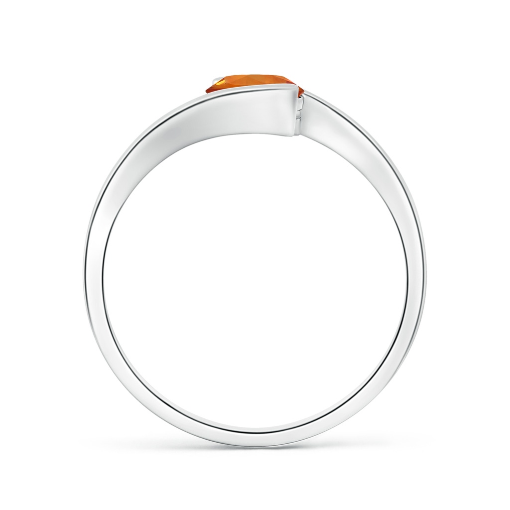 5.5mm AAAA Semi Bezel-Set Solitaire Round Orange Sapphire Bypass Ring in White Gold Side 1