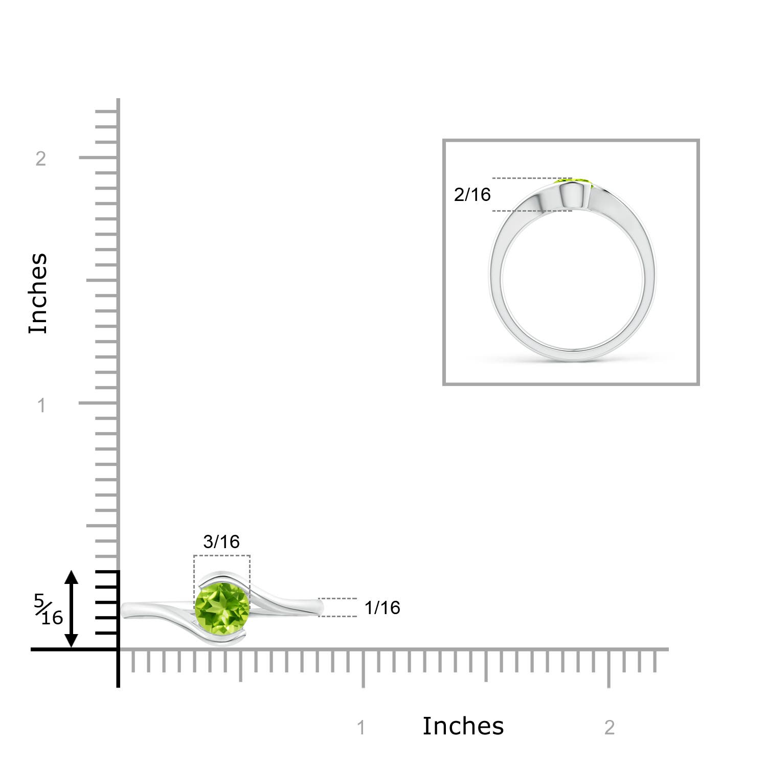 AAA - Peridot / 0.55 CT / 14 KT White Gold