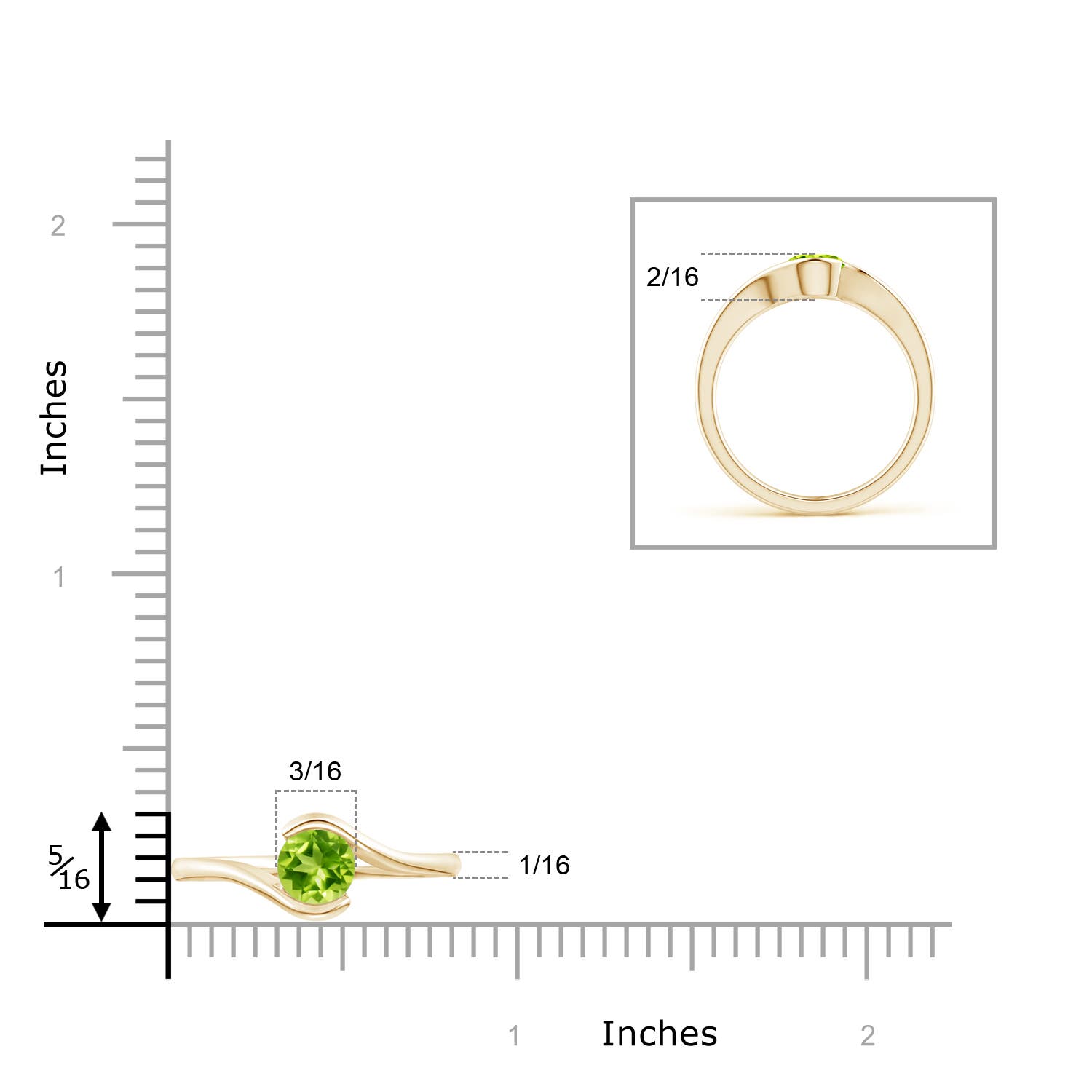 AAA - Peridot / 0.55 CT / 14 KT Yellow Gold