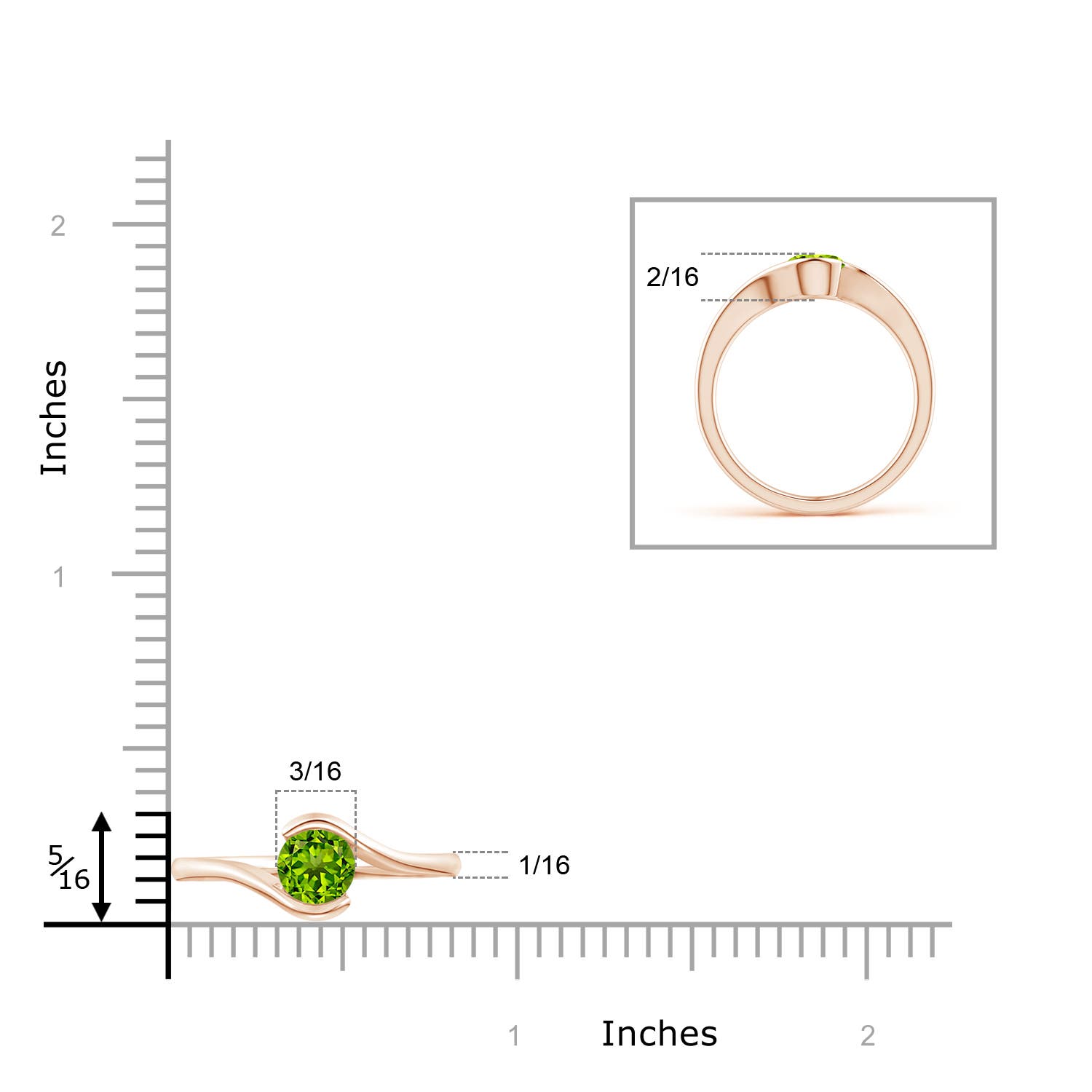 AAAA - Peridot / 0.55 CT / 14 KT Rose Gold