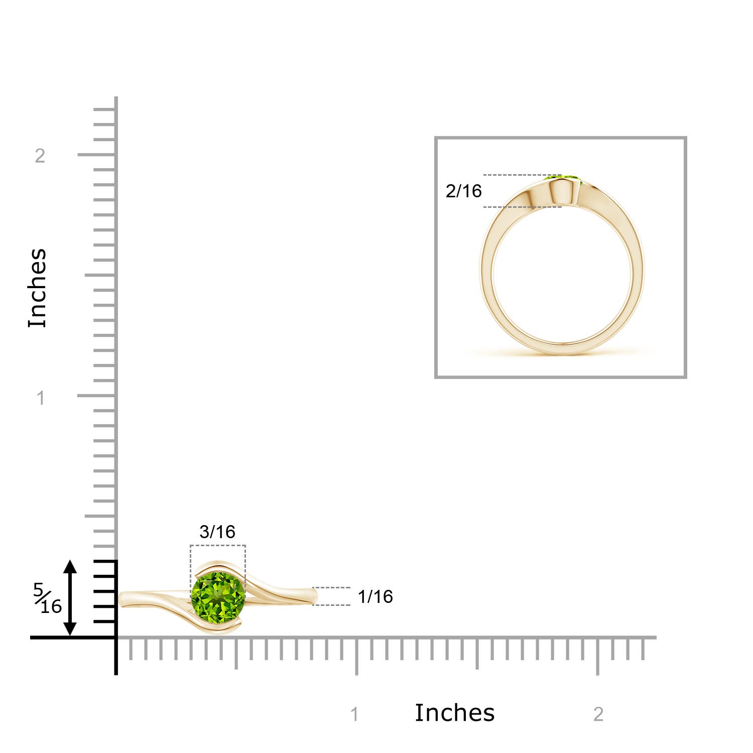 AAAA - Peridot / 0.55 CT / 14 KT Yellow Gold