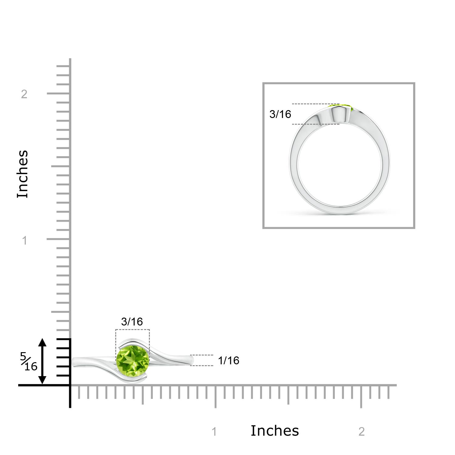 AAA - Peridot / 0.95 CT / 14 KT White Gold