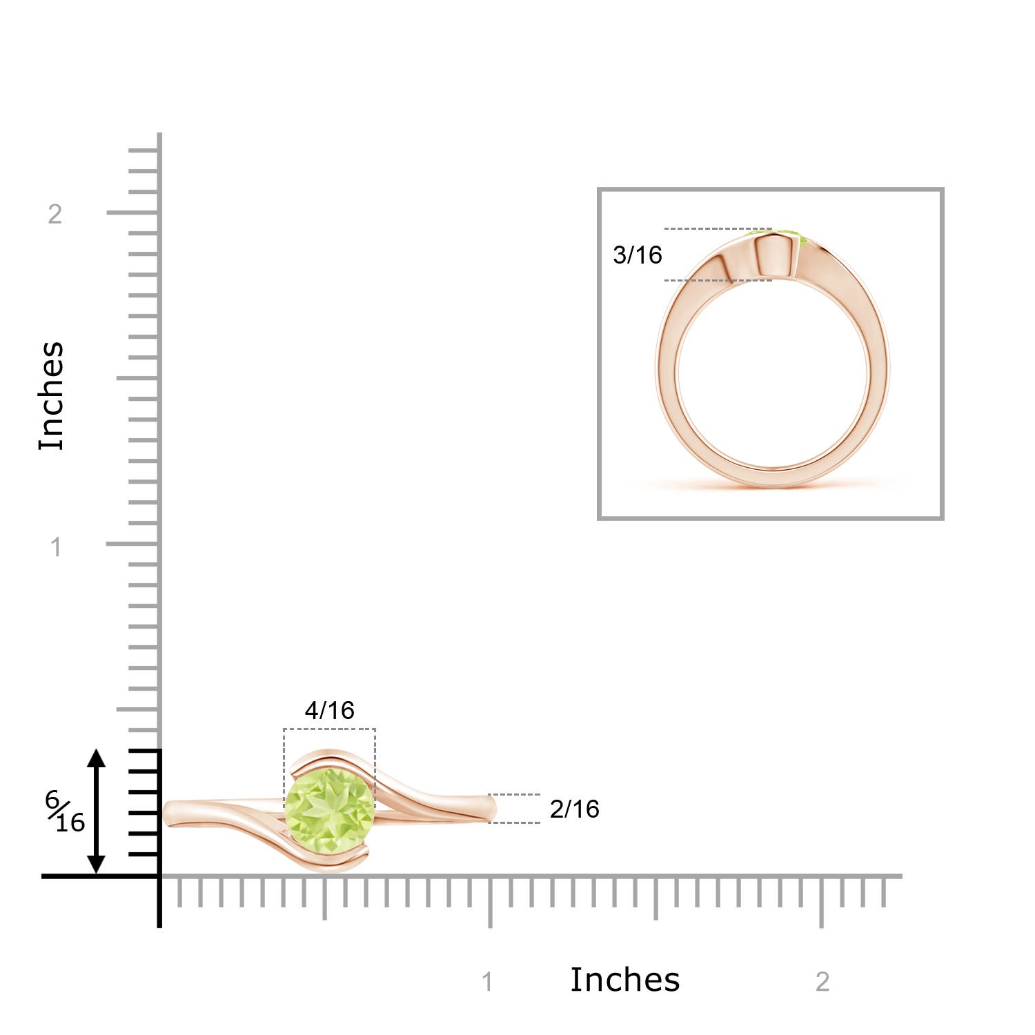 A - Peridot / 1.4 CT / 14 KT Rose Gold