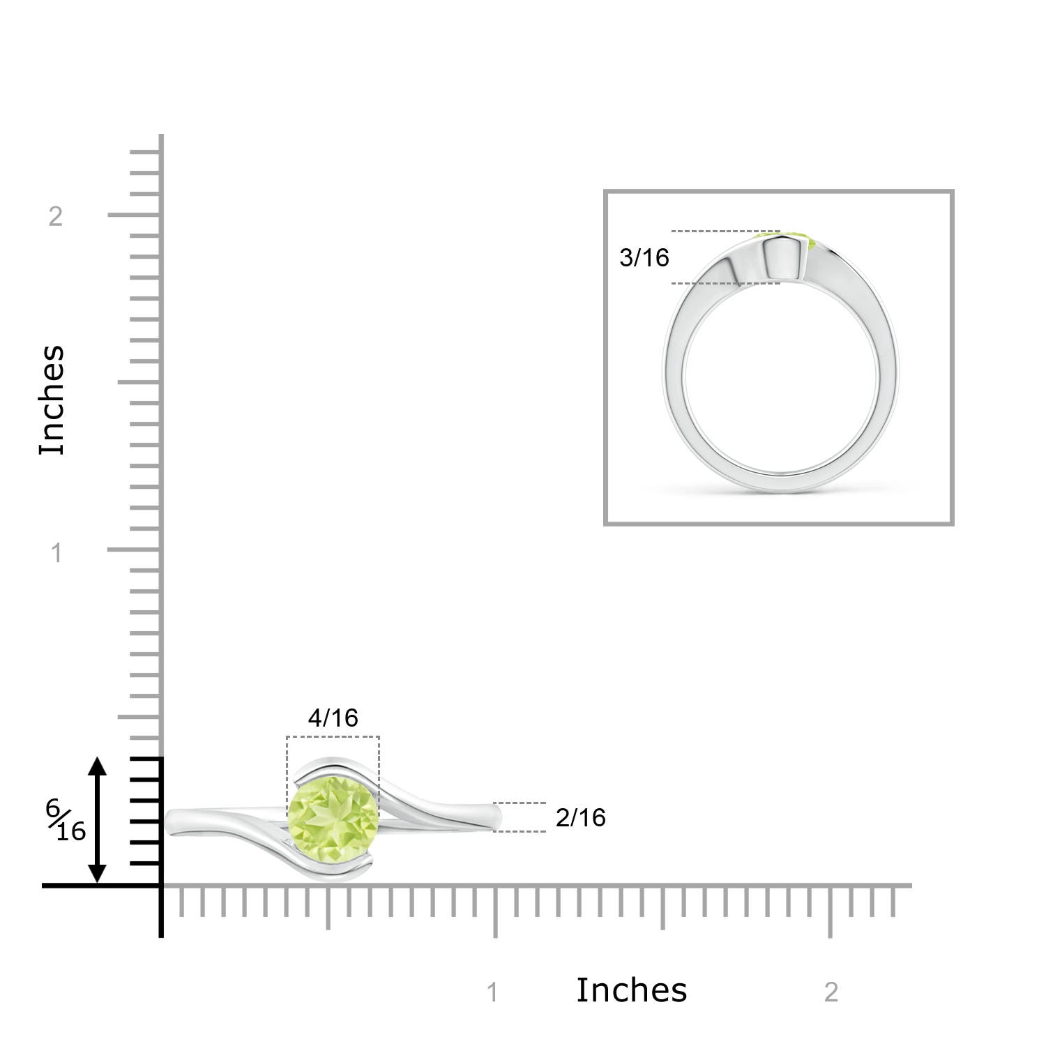 A - Peridot / 1.4 CT / 14 KT White Gold