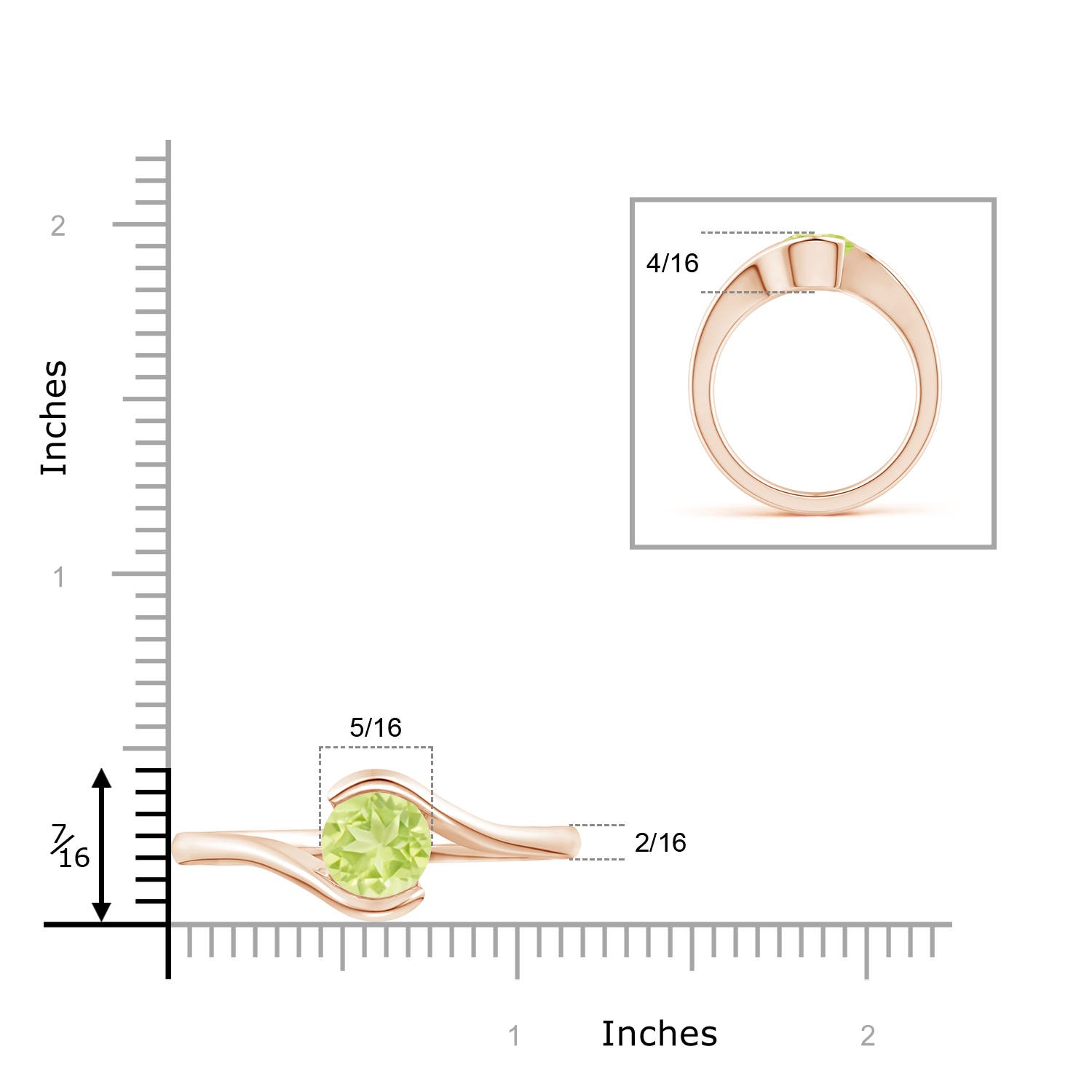 A - Peridot / 2 CT / 14 KT Rose Gold