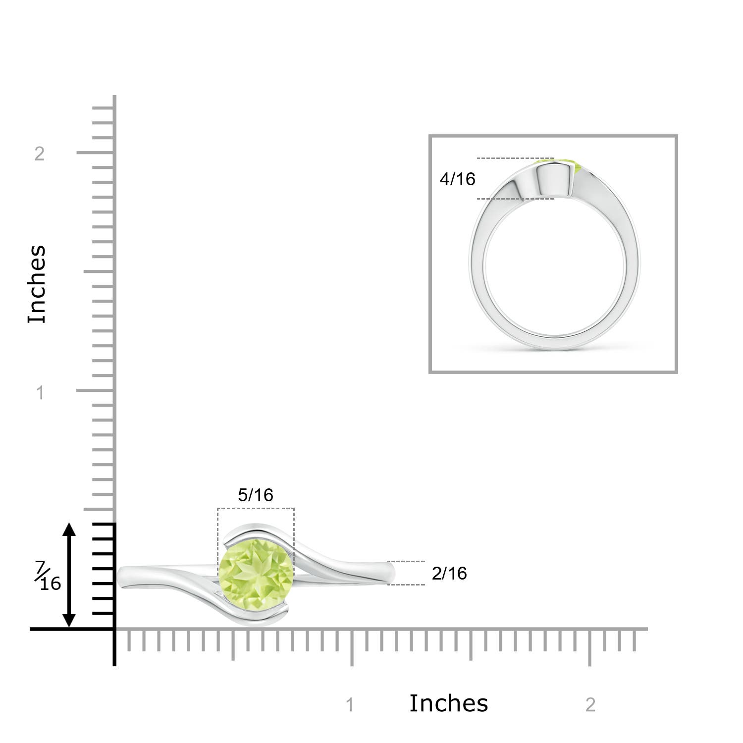 A - Peridot / 2 CT / 14 KT White Gold