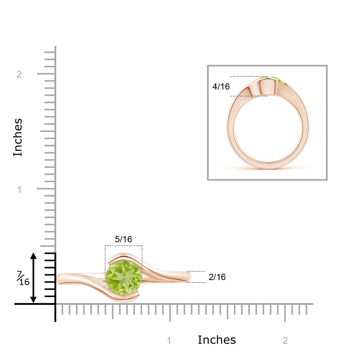 AA - Peridot / 2 CT / 14 KT Rose Gold