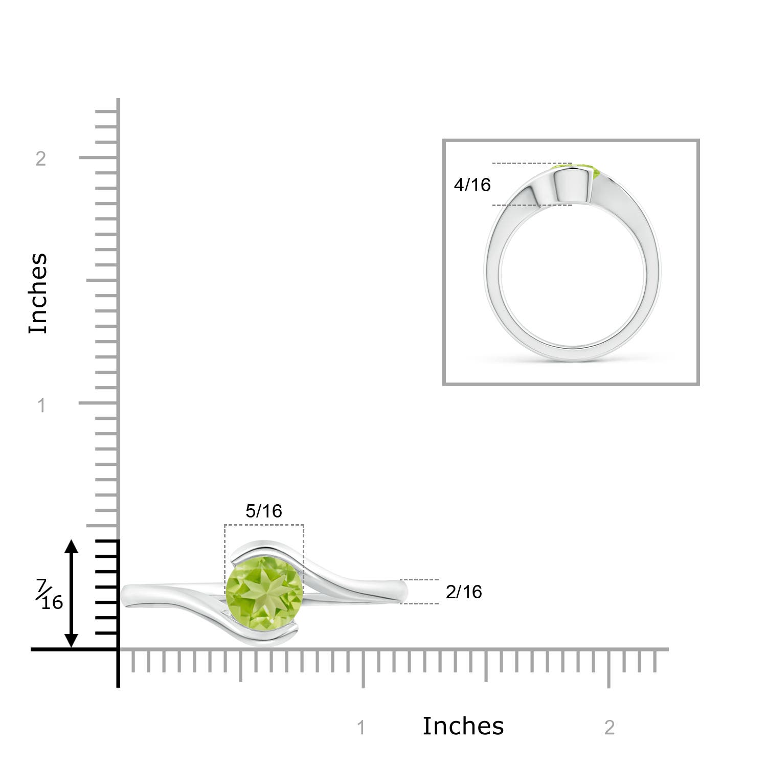 AA - Peridot / 2 CT / 14 KT White Gold