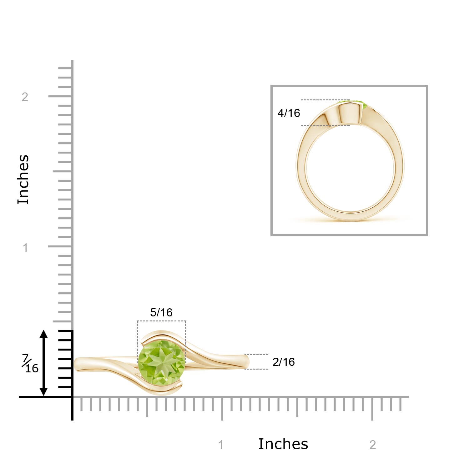 AA - Peridot / 2 CT / 14 KT Yellow Gold