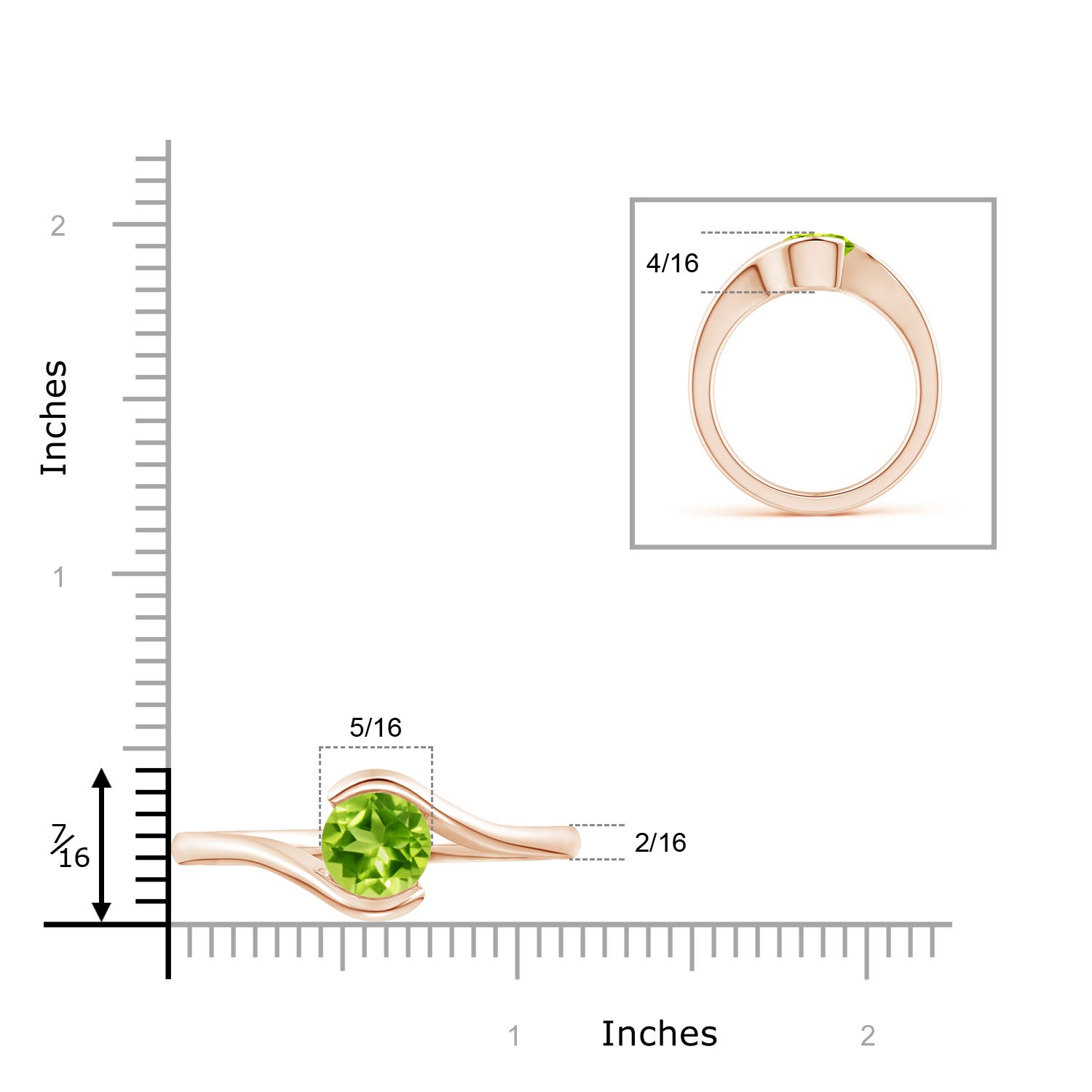 AAA - Peridot / 2 CT / 14 KT Rose Gold