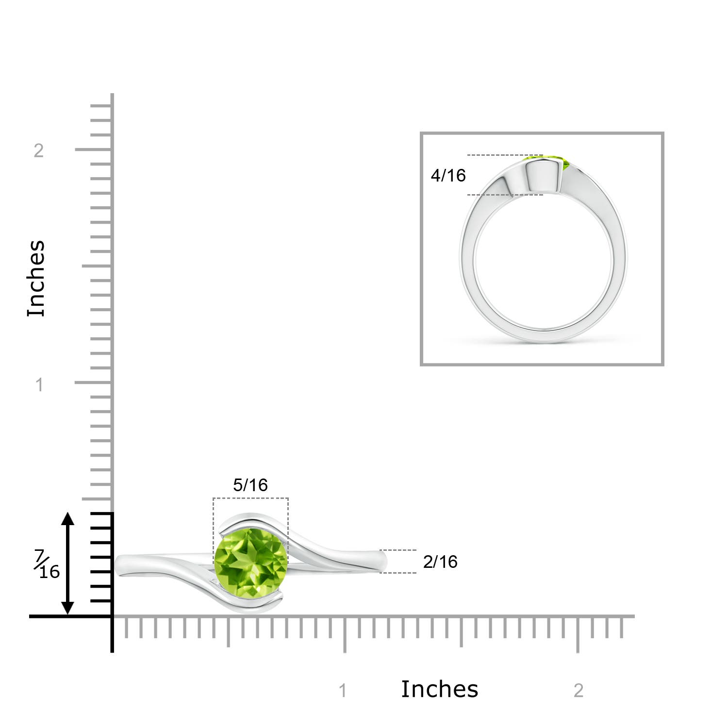 AAA - Peridot / 2 CT / 14 KT White Gold