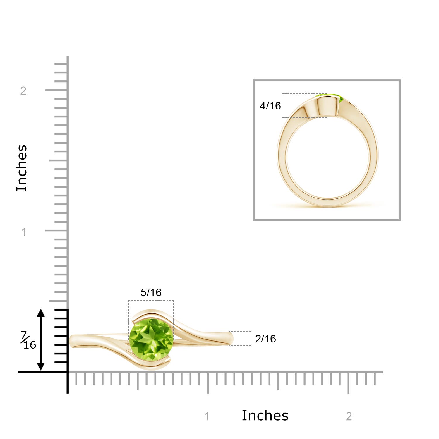 AAA - Peridot / 2 CT / 14 KT Yellow Gold